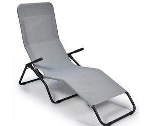 NEFFY SHOP Lettino Basculante Pasha D350-6800 Grigio Tramato, Classico, Lettino, Sdraio, Tessuto in Textilene, Portata Massima 100 kg, Certificata TUV-GS, Made in Italy, Prendere il Sole