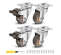 Nefish Ruote girevoli da 1,5 pollici in gomma con freno, rotazione a 360 gradi, ruote girevoli per mobili, tavolo e cassetta degli attrezzi, capacità 136,1 kg per set di 4 (viti e cacciavite)