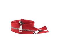 20/30/40/50/60/70/80cm 5# Cerniera in metallo con doppi cursori aperti colorati per accessori per cucire e abbigliamento, Rosso, 60cm