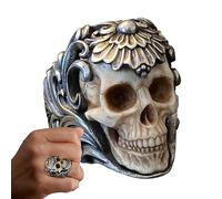 NEFLUM Anello Teschio,Anello punk gotico regolabile con teschio - Accessori moda uomo Gioielli unici per viaggiare, casa, lavoro, raccolta, shopping, appuntamenti