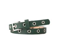 NEFLUM Cintura con occhielli con occhiello vintage per donna Cintura in pelle cava con fori con cintura in vita sottile femminile con fibbia in lega, Verde, 103x1.5cm