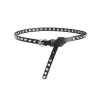 NEFLUM Cintura da donna in pelle sottile Rivetto vintage Bel Jeans Cintura decorativa Cintura stretta di larghezza 1,3cm, Nero, 102x1.3cm