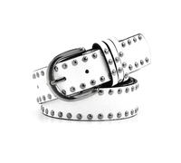 NEFLUM Cintura da donna in pelle vintage Cinture decorative per jeans casual con rivetti larghi 4cm per accessori di abbigliamento da donna, Bianco, 110cm