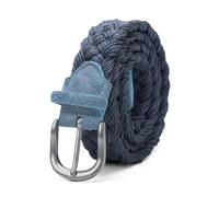 NEFLUM Cintura da uomo in maglia di pelle scamosciata con cinturino intrecciato in corda di cera senza fori Cintura in tessuto Cintura jeans casual, Blu, 100cm