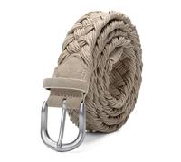 NEFLUM Cintura da uomo in maglia di pelle scamosciata con cinturino intrecciato in corda di cera senza fori Cintura in tessuto Cintura jeans casual, Beige, 110cm