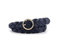 NEFLUM Cintura intrecciata in pelle pu da donna da 110cm Cintura larga 2,3cm Cintura con fibbia dorata Cintura jeans causale, Blu navy, 110x2.3cm