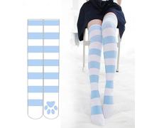 NEFLUM Cosplay Over Knee Socks Strip Kawaii Cat Paw Cartoon Cute Stockings Lolita Gothic Fashion Overknee Thigh High Long Stockings