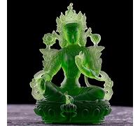 NEFSO Statua Piccola Tara Verde, Vetro/Liuli/Smalto colorato India Scultura Buddista dea della compassione e Decorazione Domestica fortunata