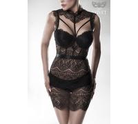 Negligé Trasparente Con Cut-Outs Floreali + String Grigio Velluto Lingerie