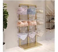 Negozio di Abbigliamento Appendiabiti Lingerie Espositore Boutique Vendita al Dettaglio Intimo Organizzatore Rack Porta Borsa Mutandine Multifunzionali Reggiseno Guanti Calzin, Gold, 65X40X135CM