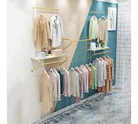 Negozio di Abbigliamento Espositori per Vestiti Stand Dorato, Appendiabiti a Parete Mensole per Finestre, Appendiabiti Decorativo a Parete Palo per Vendita al Dettaglio in Metallo/Combinazio