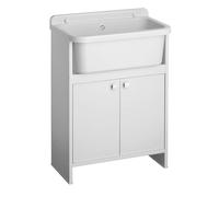 Negrari Lavatoio salvaspazio in PVC 55x34x80 cm con kit scarico autopulente - Bianco