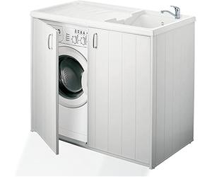 Negrari 5008PAM Mobile Coprilavatrice e Lavatoio Reversibile, Resina da Esterno, Bianco