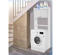 Negrari 5016PAM Mobile sopralavatrice salvaspazio 65x26,4x164 cm, in Resina PVC (Non teme l'umidità) 2 Ante, Bianco