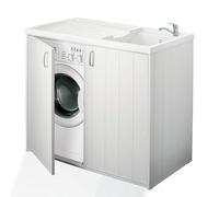 Mobile Coprilavatrice e Lavatoio in Pvc Reversibile Bianco 109x60xh92 Cm Negrari