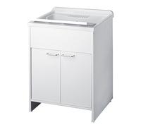 Negrari 9002K - Lavatoio Lavapanni con Mobile in PVC, Bianco satinato, 60 x 50 x 85 cm