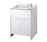 Negrari Mobile Lavatoio a 2 Ante in Pvc Garden con Lavabo e Kit Scarico Incluso - : , CONFEZIONE: 1 pz., Misure: 60x60 Cm
