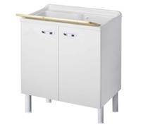 Negrari Arcobaleno Lavatoio Interno Misura 80x50 L80 P50 H85 cm Bianco Mobile Nobilitato Idrofugo Legno Vasca Resina Asse Lavaggio Polipropilene Sifone Autopulente Troppopieno Piedini Regolabili