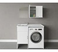 Negrari Composizione Mobile Bagno Con Lavatoio Con Coprilavatrice, Pensile Doppio, Specchio Reversibile Codice Prod: 9008k Fh960k Mirror1