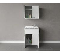 Negrari Composizione Mobile Bagno Con Lavatoio In Resina Doppio, Pensile Doppio Codice Prod: 9002k Fh960k