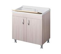 Negrari Eco Lavatoio Montato 80x50 L80 P50 H85 cm Olmo Interno Lavanderia Mobile Legno Vasca Grande Polipropilene Asse Pino Verniciato Piedini Regolabili Ante Battenti Economico Qualità Medio Alta