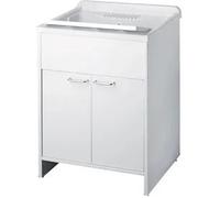 Lavatoio in PVC comprensivo di asse di lavaggio Dimensioni 60x50x85 cm - peso 10,70 kg in PP e kit di scarico autopulente, fornito in kit di montaggio bianco