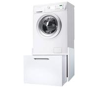 Negrari Komodo 5018D Mobile Alza Porta Lavatrice Asciugatrice Con Cassettone Contenitore Scorrevole in Legno Nobilitato Idrofugo Bianco Maniglia Ruotine Per Interno Anta Ribalta Montato 69x65 H59 cm