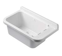 Negrari Lavandino Pilozzo a Muro in Resina, per Giardino e Garage, Resistente agli acidi di uso comune e all'umidità, Kit di scarico e di fissaggio inclusi, L50 x P34 x H21 cm, Bianco