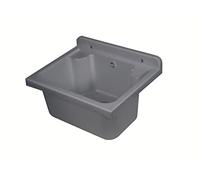 Negrari Lavandino Pilozzo a Muro in Resina PP, Resistente agli acidi di uso comune, Resistente all'umidità, Kit di scarico e di fissaggio inclusi, Interno e Esterno, L42 x P34 x H21 cm, Grigio Cemento