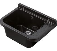 Negrari Lavandino-Pilozzo a Muro in resina, Resistente all'umidità, Kit di fissaggio e Kit di scarico inclusi, Interno e Esterno, 50L x 34P x 21H, Nero Glitterato