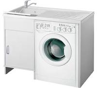 MOBILE COPRILAVATRICE CON LAVATOIO REVERSIBILE IN PVC BIANCO 109x60 CM MOD. I...