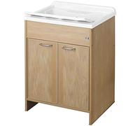 Negrari: Lavatoio Lavapanni 9002KF in resina PVC, Vasca resistente agli acidi, Ideale per ambienti umidi, Kit completo con asse di lavaggio, Interno/Esterno, L50 X P60 X H84, Frassino