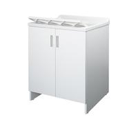 Negrari Lavatoio Lavapanni in Nobilitato, Vasca resistente agli acidi, Kit di scarico incluso, Interno e Esterno, L60 x P50 x H85 cm, Bianco
