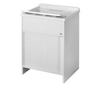 Negrari Lavatoio Lavapanni in PVC, Chiusura a Serrandina, Resistente all'umidità, Vasca resistente agli acidi, Kit di scarico incluso, 60L x 50P x 85H cm, Bianco