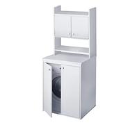 Negrari Mobile coprilavatrice con scaffale portaoggetti, Resistente all'umidità, Kit di fissaggio a muro incluso, Interno e Esterno, L70 x P60 x H94, Bianco