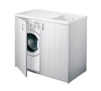 Negrari Mobile Coprilavatrice e Lavatoio in Pvc Reversibile Bianco 109x60xh92 Cm