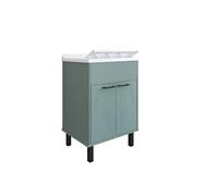 Negrari Mobile Lavatoio in PVC con vasca in PP, Resistente agli acidi di uso comune, Resistente all'umidità, Kit di scarico incluso, Interno e Esterno, L60 x P50 x H85 cm, Colore Verde Scuro