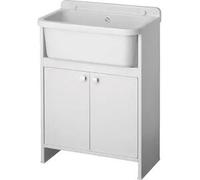 Negrari Lavatoio salvaspazio in PVC 55x34x80 cm con kit scarico autopulente - Bianco