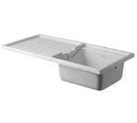 Negrari Vasca Coprilavatrice ad appoggio in termofarmato per Lavatoio, Resistente all'umidità, Kit di scarico incluso, Interno e Esterno, L124 x P60 x H30 cm, Bianco