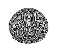Negro Blanco Piel de serpiente Hermosa Cacatúa Pájaro Flor Impreso Gorros de ducha para mujeres Gorros de baño elásticos reutilizables Doble impermeable Sombrero de ducha de baño