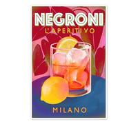 Negroni Aperitivo Milano, Italia Poster di Marco Marella 20 x 30 cm Blu Quadri Decorazione per pareti