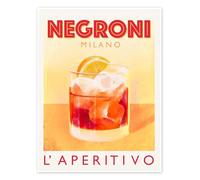 Negroni Milano, l'Aperitivo Italiano Poster di Marco Marella 30 x 40 cm Giallo Quadri Decorazione per pareti