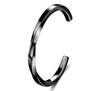 NEHZUS Bracciale moderno Mobius Twist Bracciale, 4 mm, sottile, in acciaio inox, per donne e uomini, impermeabile e ipoallergenico, oro, argento, nero, oro rosa, 20, Acciaio inossidabile, Nessuna