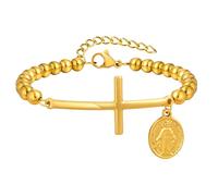 NEHZUS Bracciale rigido di San Benedetto, in acciaio inox, con ciondolo a forma di croce, gioiello religioso per donne e uomini, 20, Acciaio inossidabile, Nessuna pietra preziosa Senza Gemstone