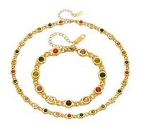 NEHZUS Bracciale scintillante in acciaio inox con zirconi colorati, elegante gioiello personalizzabile per donne, mamma e voi, 20, Acciaio inossidabile, Nessuna pietra preziosa Senza Gemstone