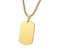 NEHZUS Collana da uomo in acciaio inossidabile con doppio ciondolo a forma di cane Incisione personalizzata di collane per uomini (Oro)