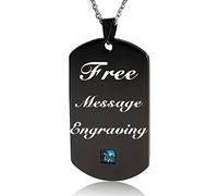 NEHZUS Collana da uomo in acciaio inossidabile con doppio ciondolo a forma di cane Incisione personalizzata di collane per uomini (Gemma nera blu)