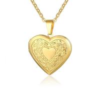 NEHZUS Donne ragazze medaglione collana platino oro 18 carati foto medaglioni che tengono l'immagine, catena 50 cm regalo personalizzato personalizzato amore cuore immagine collane (oro originale)