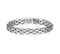 NEHZUS Gunmetal Black Stainless Steel Bracelet for Men - 11mm Wide Rugged Chain, Two Sizes 19cm & 21cm, Durable Jewelry Gift for Dad, Father's Day Birthday Him, 21, Acciaio inossidabile, Nessuna