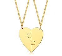 NEHZUS Set di 2 collane dell'amicizia, regalo per donne e ragazze, per sorelle non biologiche, collana per coppia, incisione personalizzata, Acciaio inossidabile, Nessuna pietra preziosa